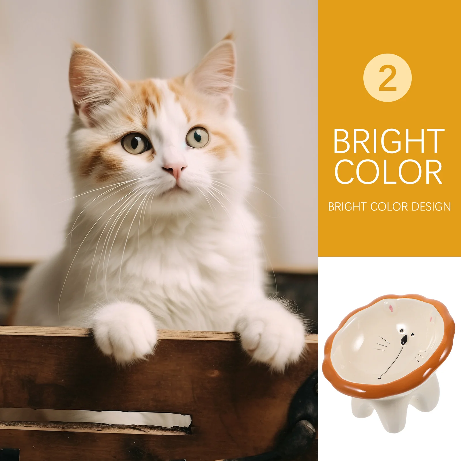 

Elevated Ceramic Cat Bowl Raised Tilted Feeding Bowl Stable Non Slip for Food Water Easy Pet Food Bowls