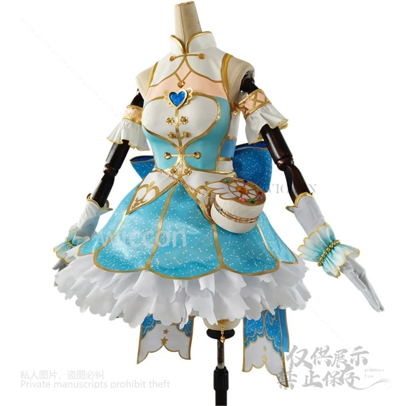 أنيمي الحب لايف Ayase Eli ماجيك الصحوة لعبة البدلة أنيقة فستان جميل الباروكات ملابس النساء حقيبة الدعائم مجموعة دور حفلة الهالوين