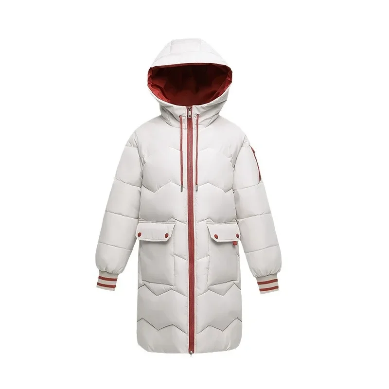 2025 Winter Women's Jacket Zipper Hooded Thicken Warm Cotton Jacket Female Pure Color Casual Long Jacket Parka Tops 2025 New