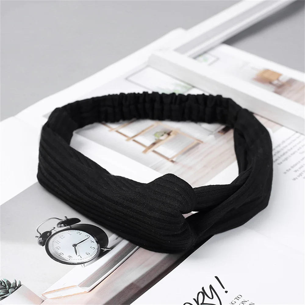 Cross Top Knot Elastic Hair Bands para Mulheres, Soft Solid Color, Girls Hairband, Acessórios para Cabelo, Twisted Knotted Headwrap