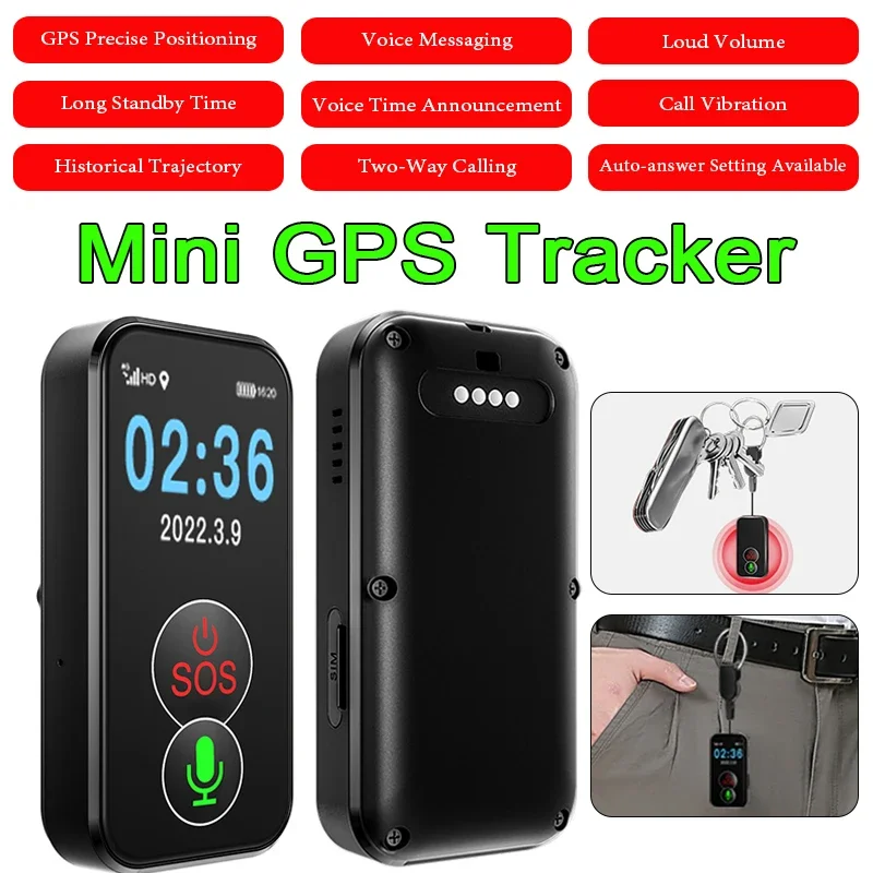 Mini GPS Tracker 4G Tracking with SOS +Voice Button Control Waterproof Multi-precision Positioning Pendant Elderly & Children