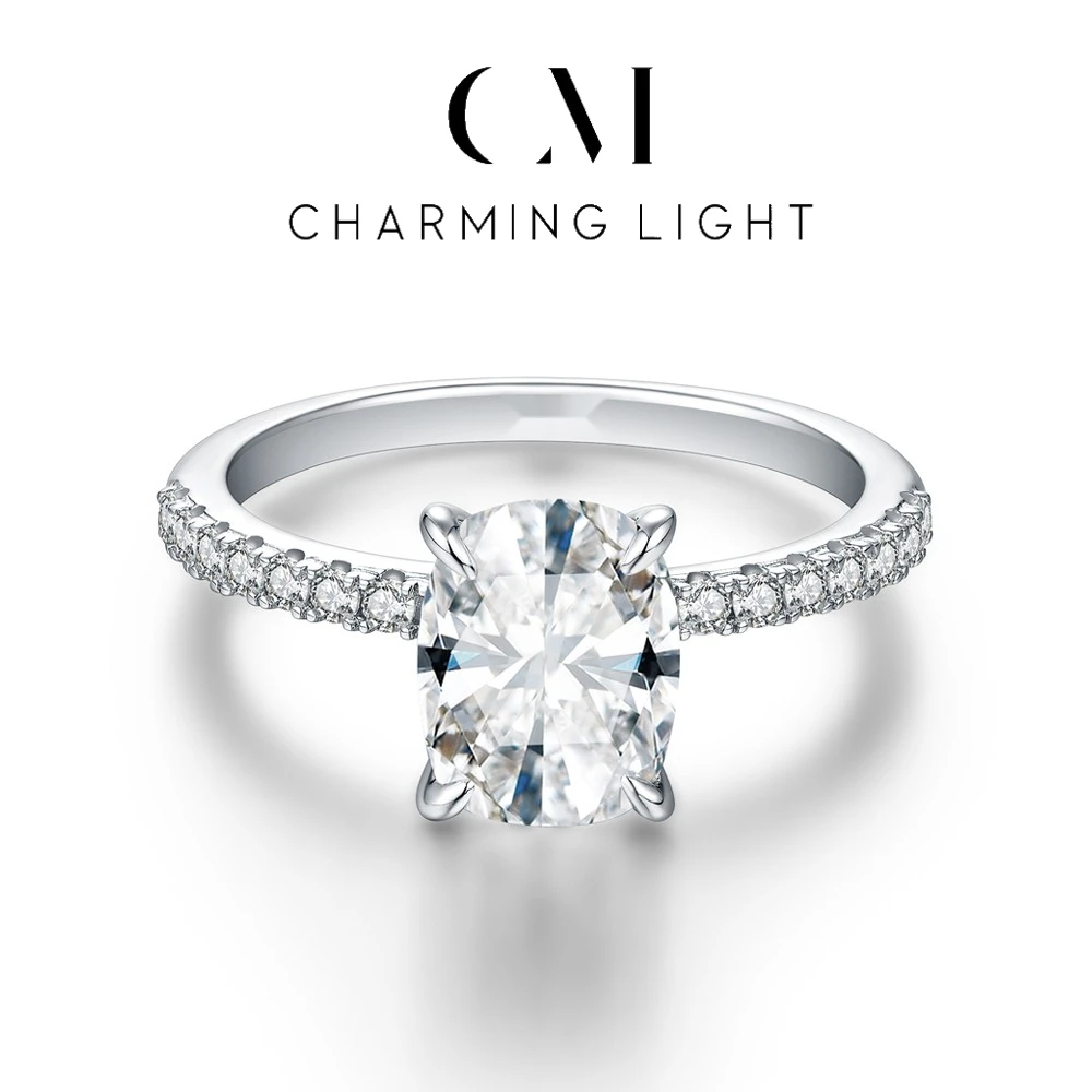 

CHARMING 3.5CT Luxury Cushion Cut Moissanite Ring D VVS1 Color for Women Man Yellow Gold Plated Pass Diamond Tester Fine Jewelry