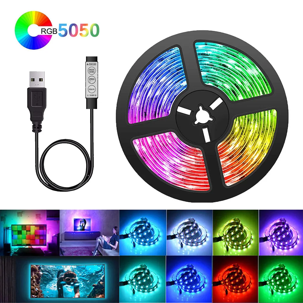 TV Led Strip Lights RGB 5050 Smart Home USB Wall Lamps Ramadan Decoration 2023 Bedroom Closets Aesthetic Room Decor Night Light