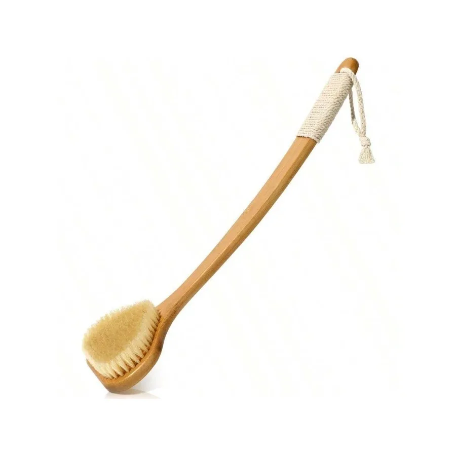 

【New style】XAPY Baoo Back Scrubber With Curved Long Handle 17.3 Inches Eoliating Shower Br With St Brist For Men And Wen Back W