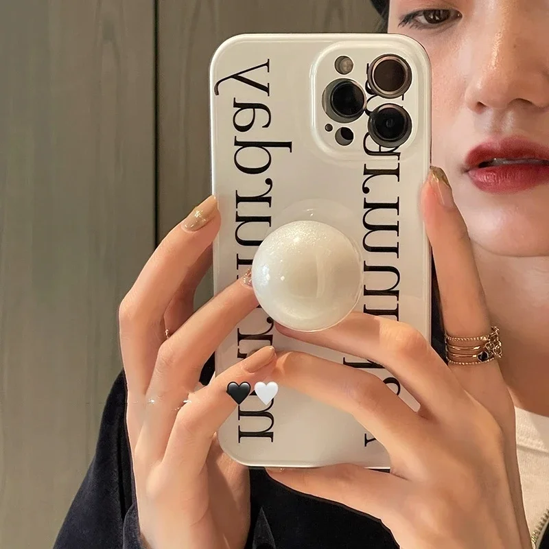 Korean Simple Stylish 3D Pearl Griptok Grip Tok Support for IPhone Samsung Korea Universal Phone Bracket Phone Holder Ring Stand