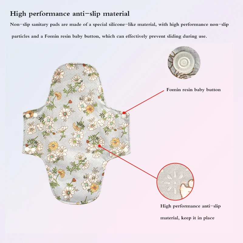 6pcs Reusable Menstrual Pads Lady Care Postpartum Panty Liner Anti-slip Graphene Washable Sanitary Pads for Different Period