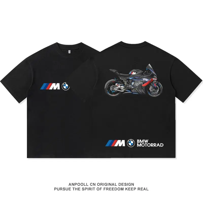 

BMW M1000RR Double R Motorcycle Modified Knight Peripheral Summer Short Sleeve T-Shirt Men's Top Clothing Pure Cotton