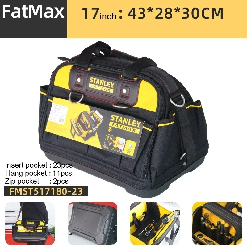 Stanley FMST517180 Portable Tool Handbag Hard Bottom Double Open Double Layer Oxford Cloth Electrician Bag Waterproof Anti-Fall