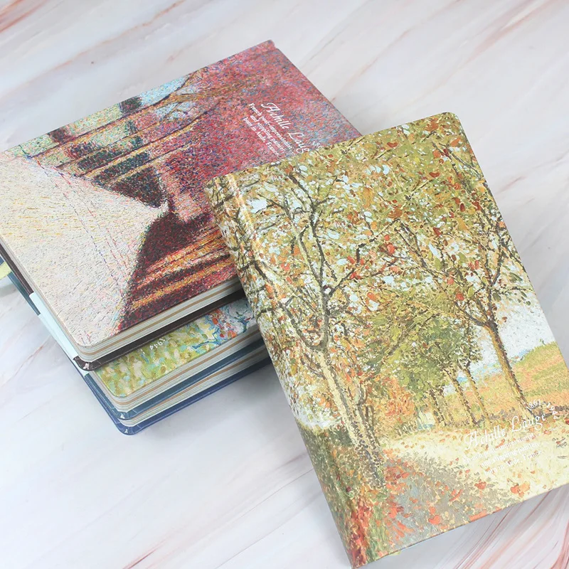 A5 Hardcover Journal Notebook Colorful Inner Pages Vintage Art Landscape Lined Diary 128 Sheets for Writing Journaling