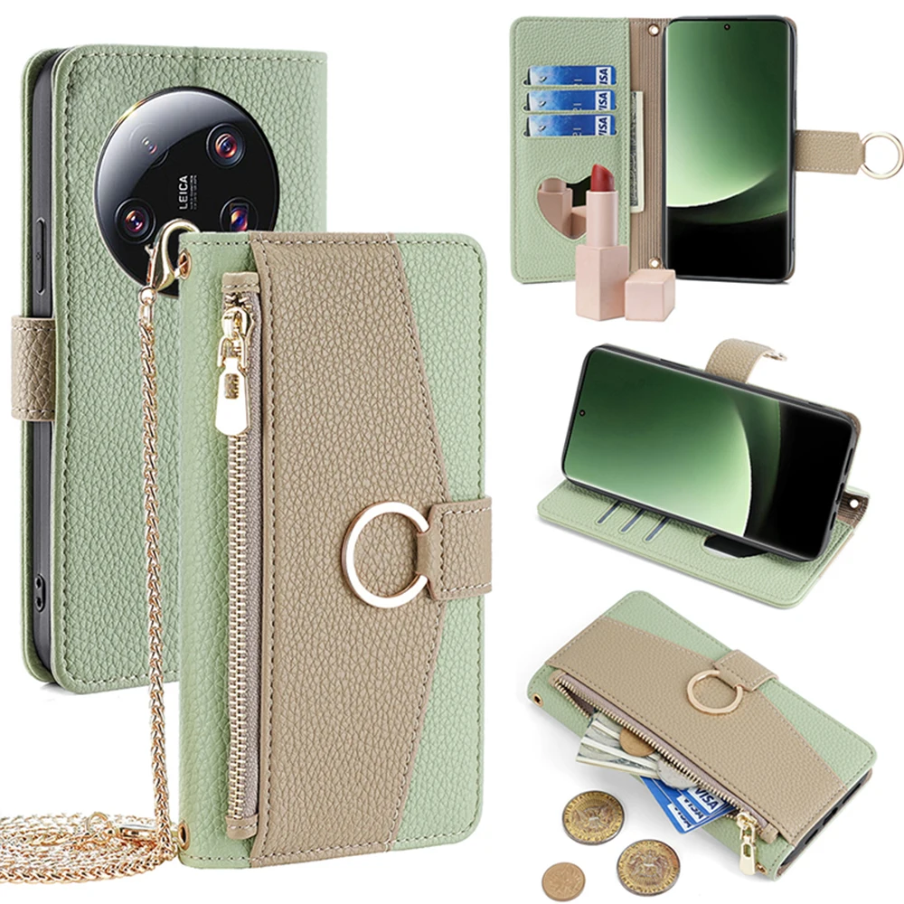 Zipper PU Leather Wallet CrossBody Lanyard Case for Xiaomi 13 12 11 12T-12T  12-12X-12S 11T-11TPro 10T-10T M3 F3 X3 Ultra Lite