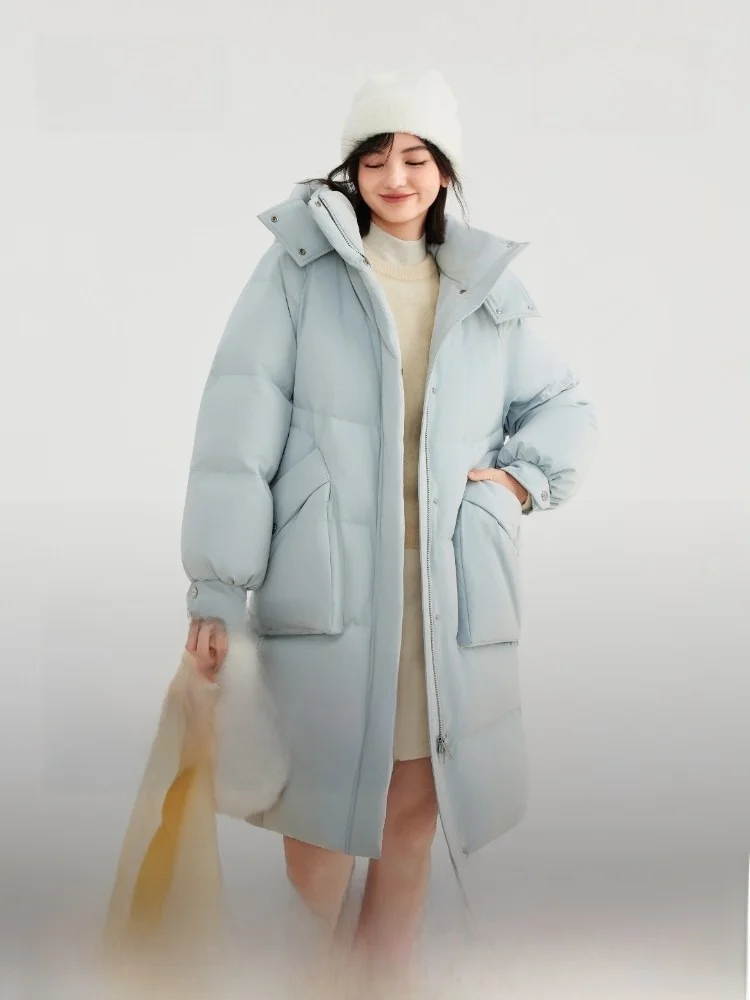 

Зимняя модная утепленная приталенная куртка Bosideng для женщин, современный стиль, со съемным капюшоном, из полиэстера, с наполнителем из пуха