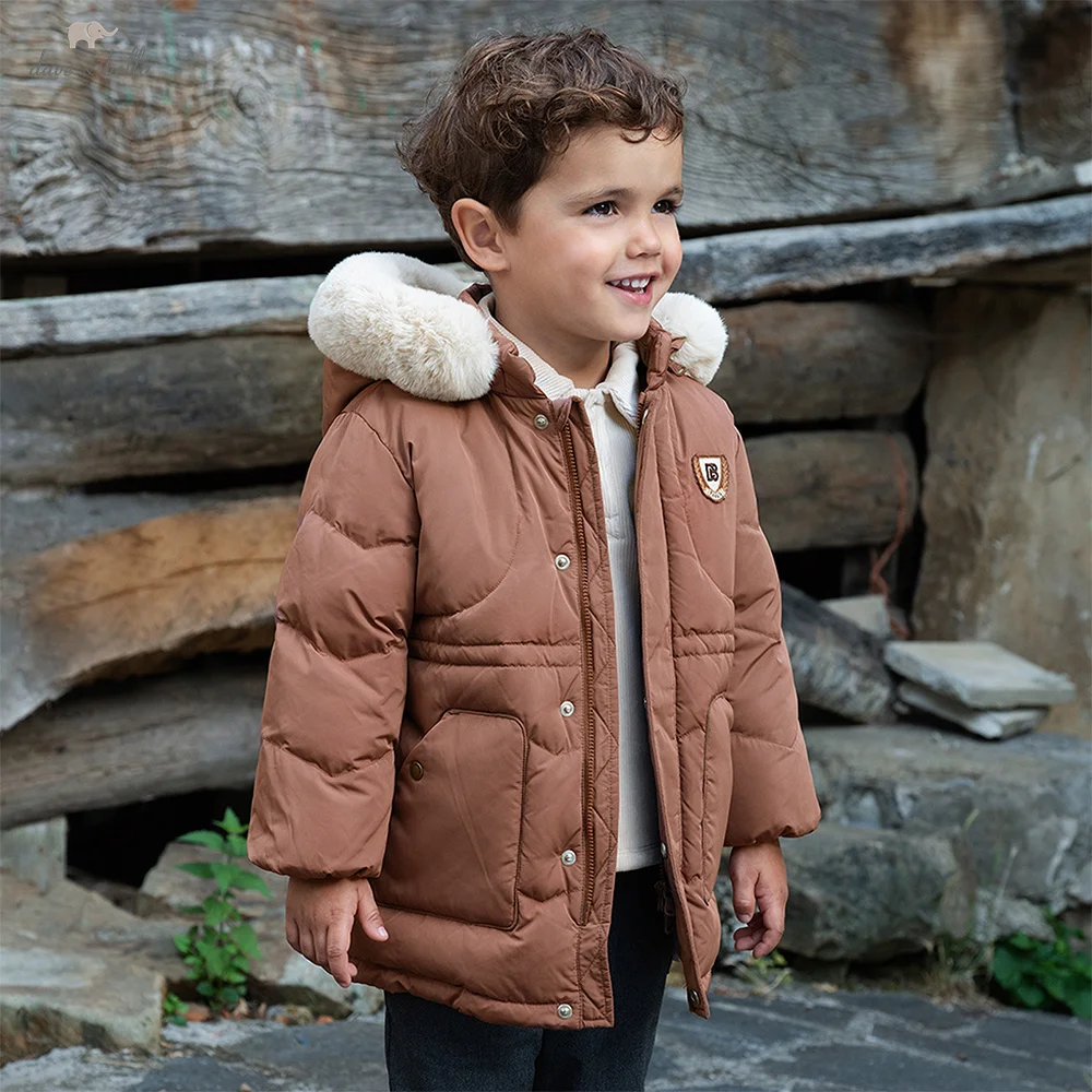 

Детский пуховик Dave Bella, зимнее плотное теплое пальто для мальчиков, детская куртка на белом утином пуху с капюшоном, верхняя одежда, детская одежда DB4253732