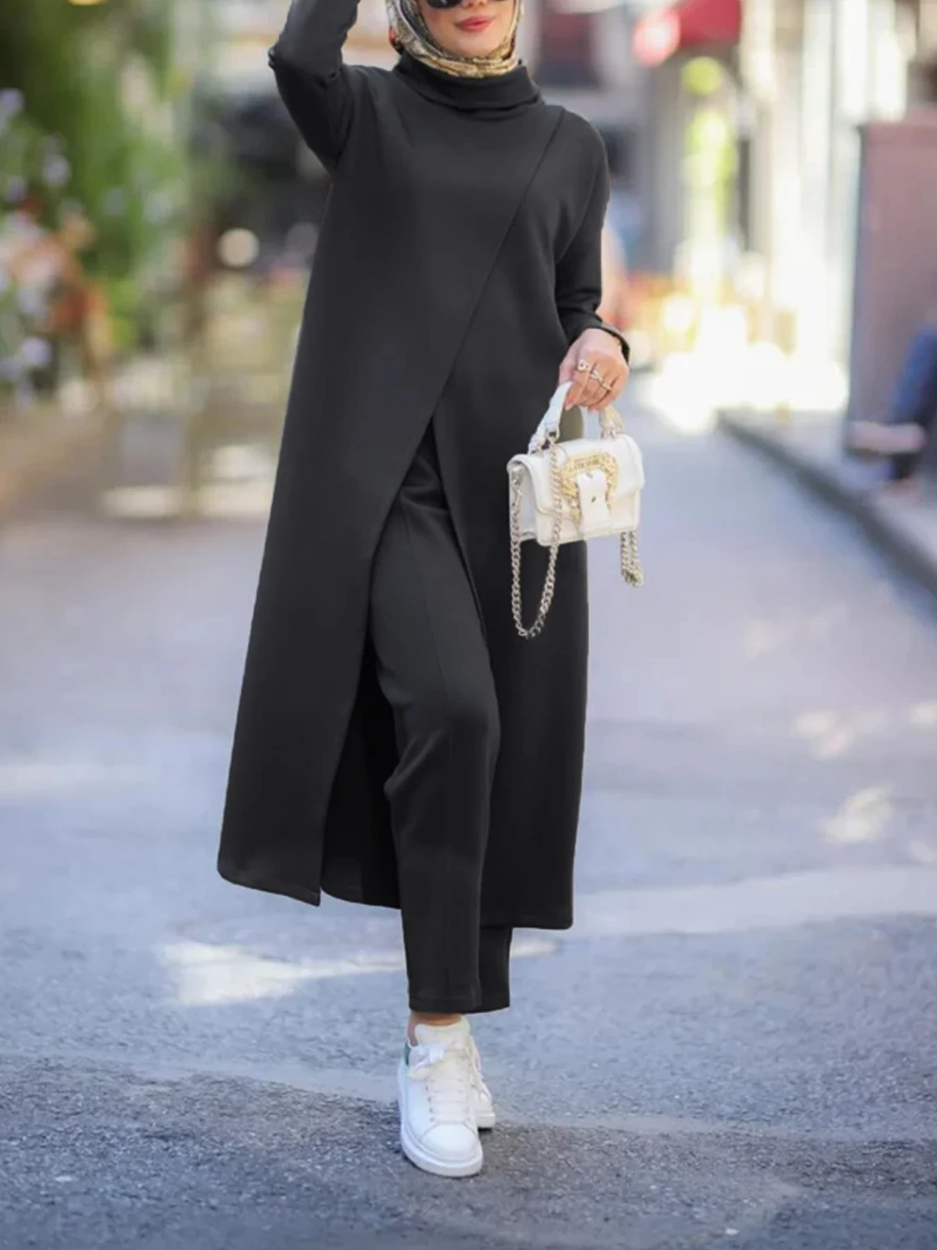 Abaya Modest Wear - Women Black Abaya Two Piece Set