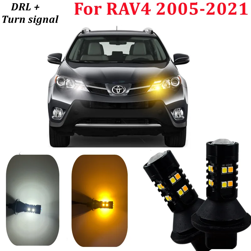 Car Bulb accessories For Toyota RAV4 RAV 4 XA30 XA40 XA50 2005-2016 2017 2018 2019 2020 Led Daytime Running Light turn drl 2in1