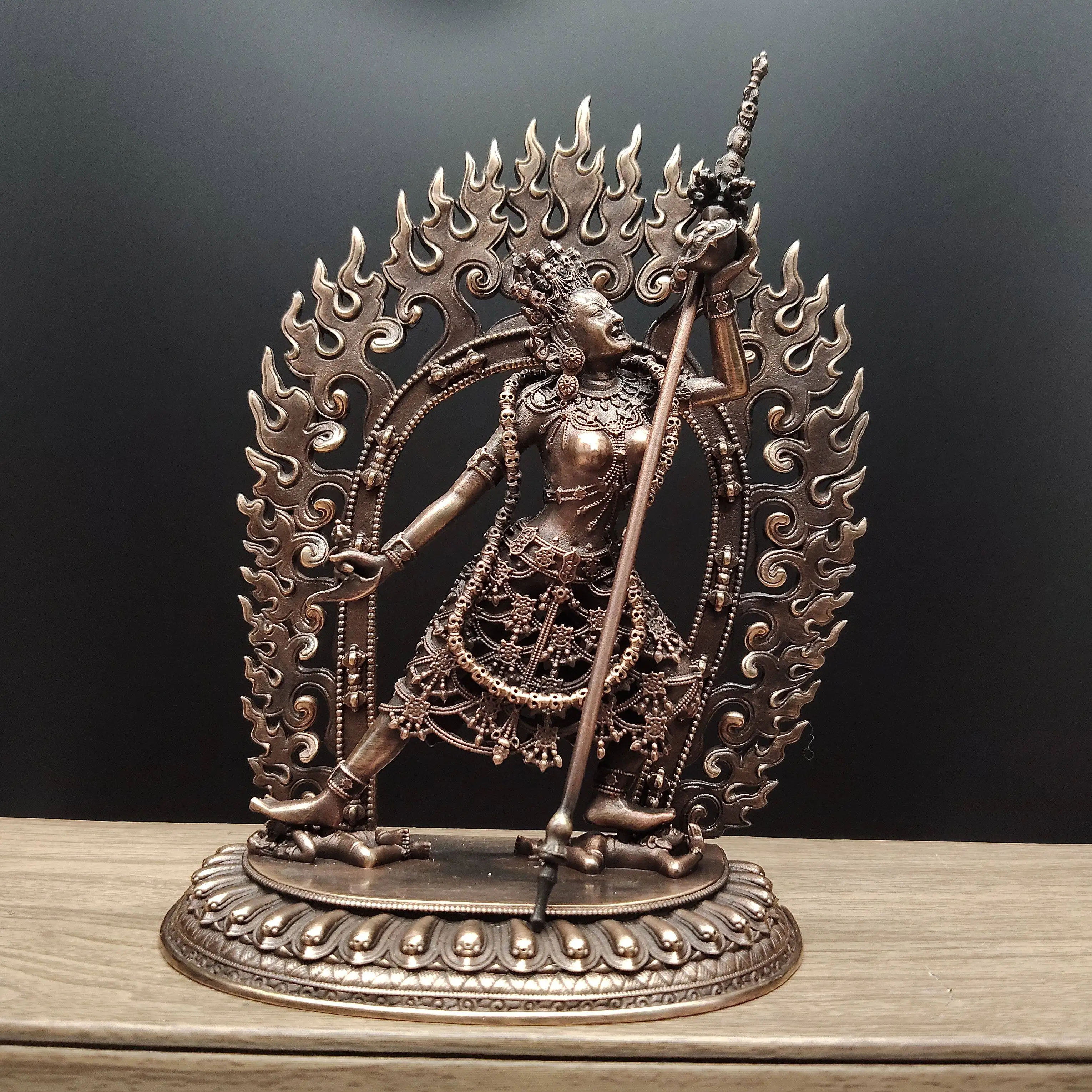Nepal Fine Pure Copper Dakini Wisdom Goddess Statue 12cm Home Altar Desktop Display Blessing