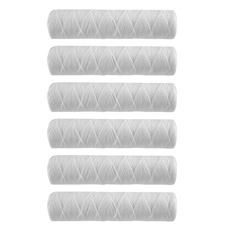 10 Micrometre String Wound Sediment Water Filter Cartridge,6 Pack,Whole House Sediment Filtration,Universal