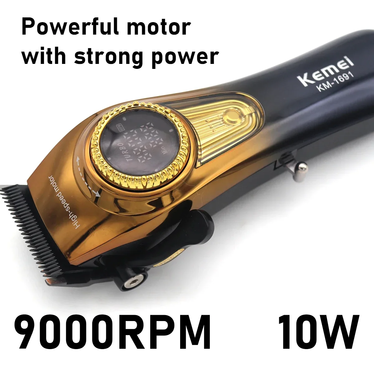 Kemei 1691 1677 T228 Professionelles Friseur-Schneidemaschinen-Set, Rotationsgeschwindigkeitseinstellung, LED-Anzeige, Herren-Haarschneidemaschine – Detail 2