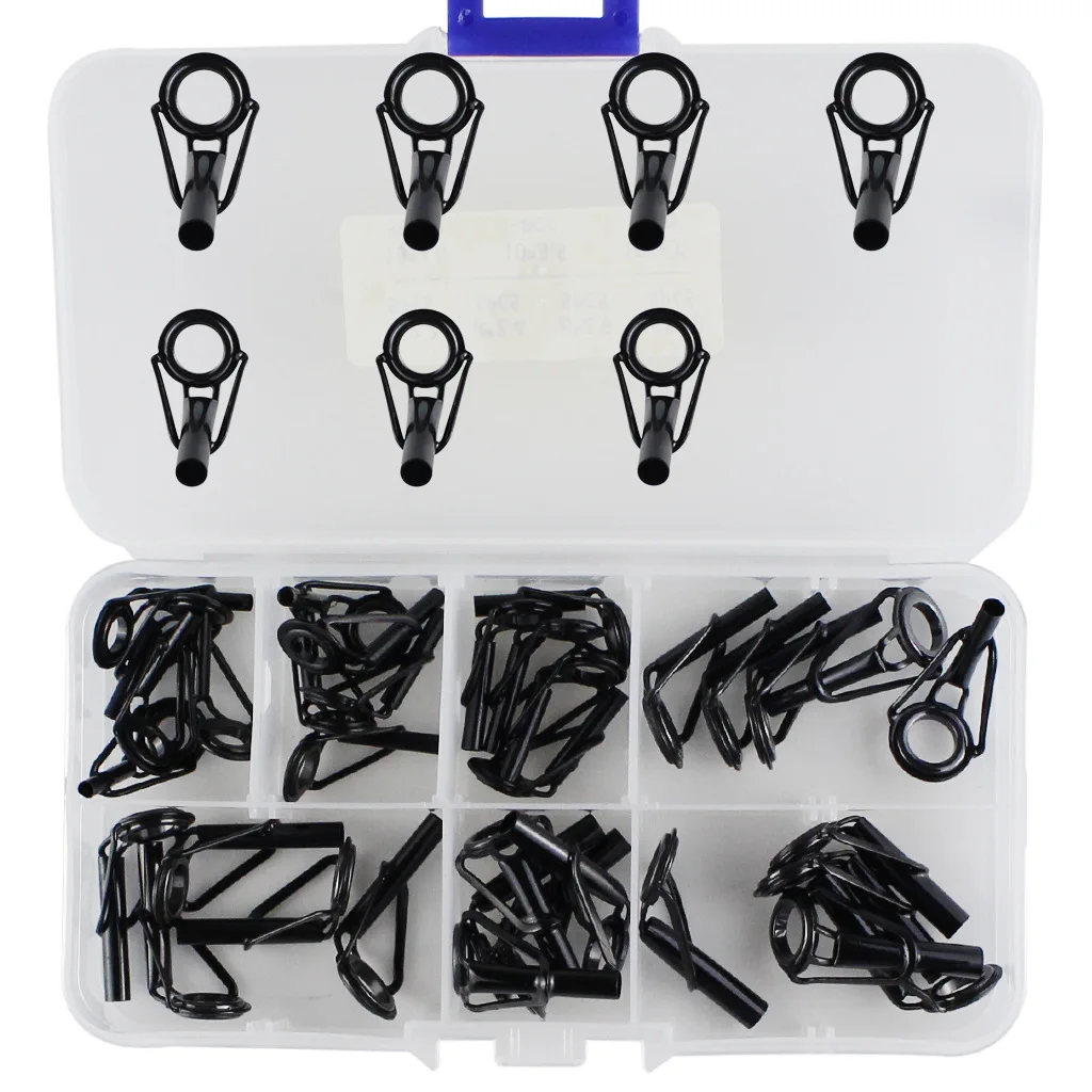 

35-Pcs Fishing Rod Tip Ring Set, Stainless Steel Ceramic Guide Rings, Sea & Lure Fishing Rod Repair Parts