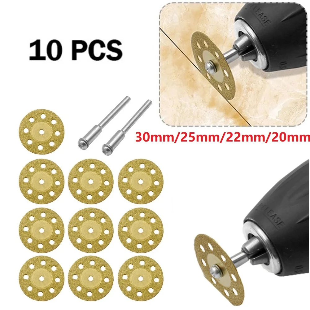 Imagem -03 - Roda de Corte de Diamante Saw Blade Cortar Disco Vidro Cerâmico Conexão Shank para Broca Rotary Tool 20 mm 22 mm 25 mm 30 mm 10 Pcs