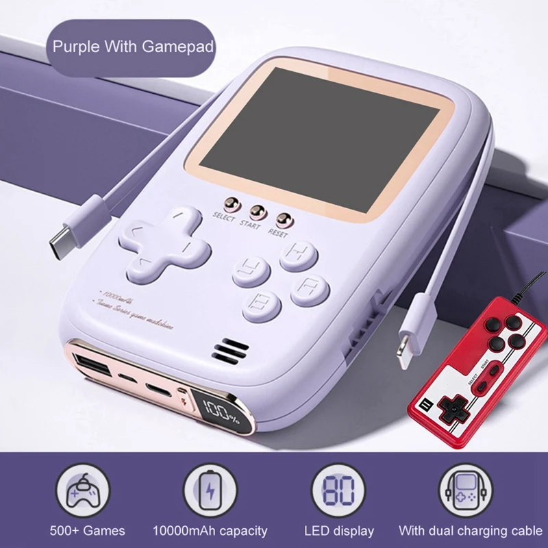 Handheld Retro Game Console+Controller 2-In-1 10000 Mah With Two-Wire Charging Nostalgic Retro Childhood Games A