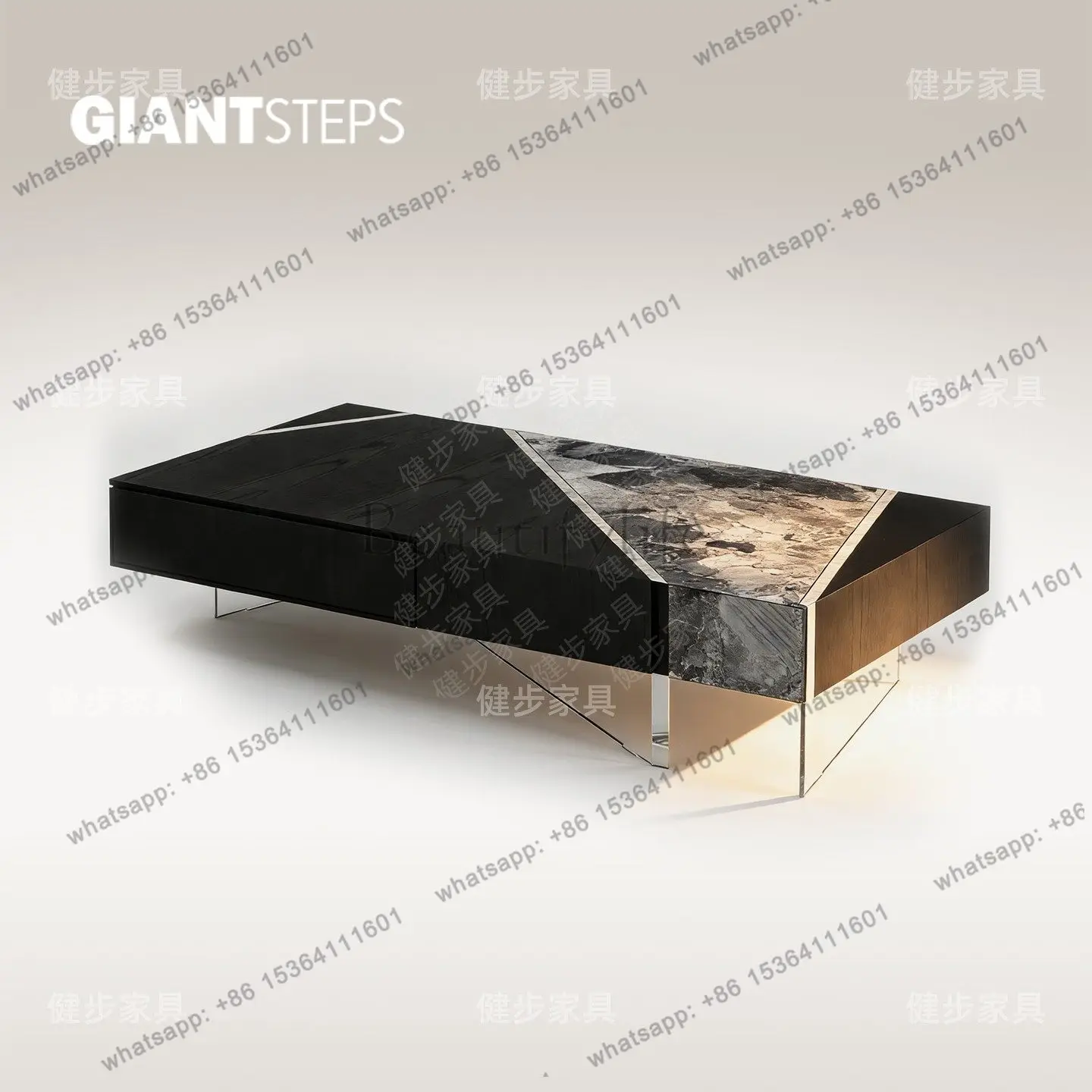 

Nordic minimalist natural marble rectangular coffee table acrylic