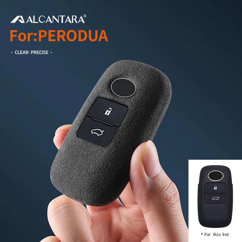 Alcantara Car Remote Key Case Cover Shell For Perodua Kancil Kembara Kenari Kelisa Myvi Viva Nautica 2 Button Keychain