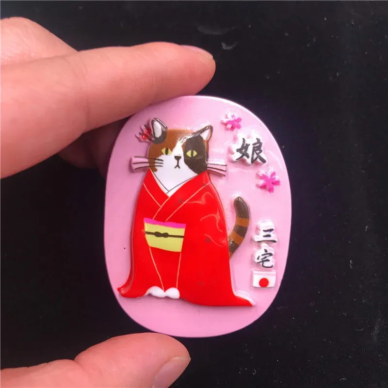 Nekomanju KYOTO NEKOPARA Maiko Japanese Kimono Mount Fuji NINJA BLACK CAT Japan Fridge Magnet Souvenir Business Gift Ideas