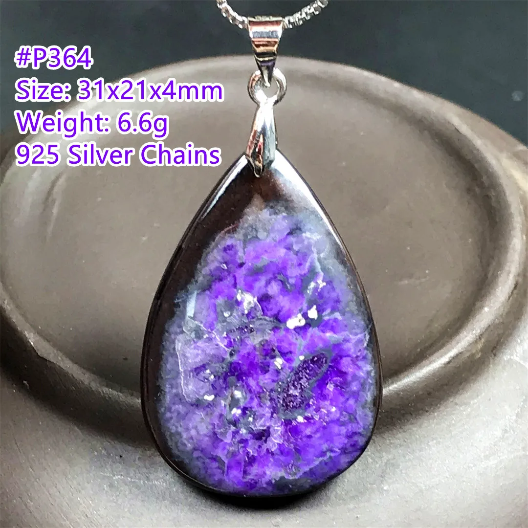 Natural Royal Purple Sugilite Pendant Jewelry For Women Man Gift Crystal Beads 925 Sterling Silver Chain Anticancer Stone AAAAA