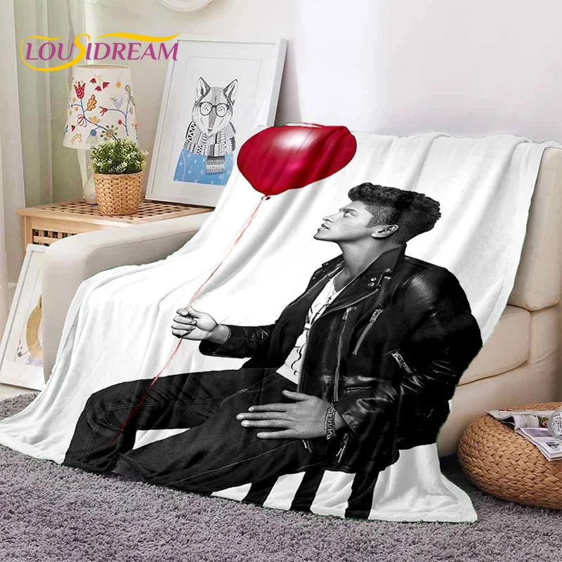 Bruno Mars 3D Singer Star Soft Flannel Blankets,Throw Blanket Comfortable Blanket for Picnic Beds Home Bedroom Cover Kids Gift