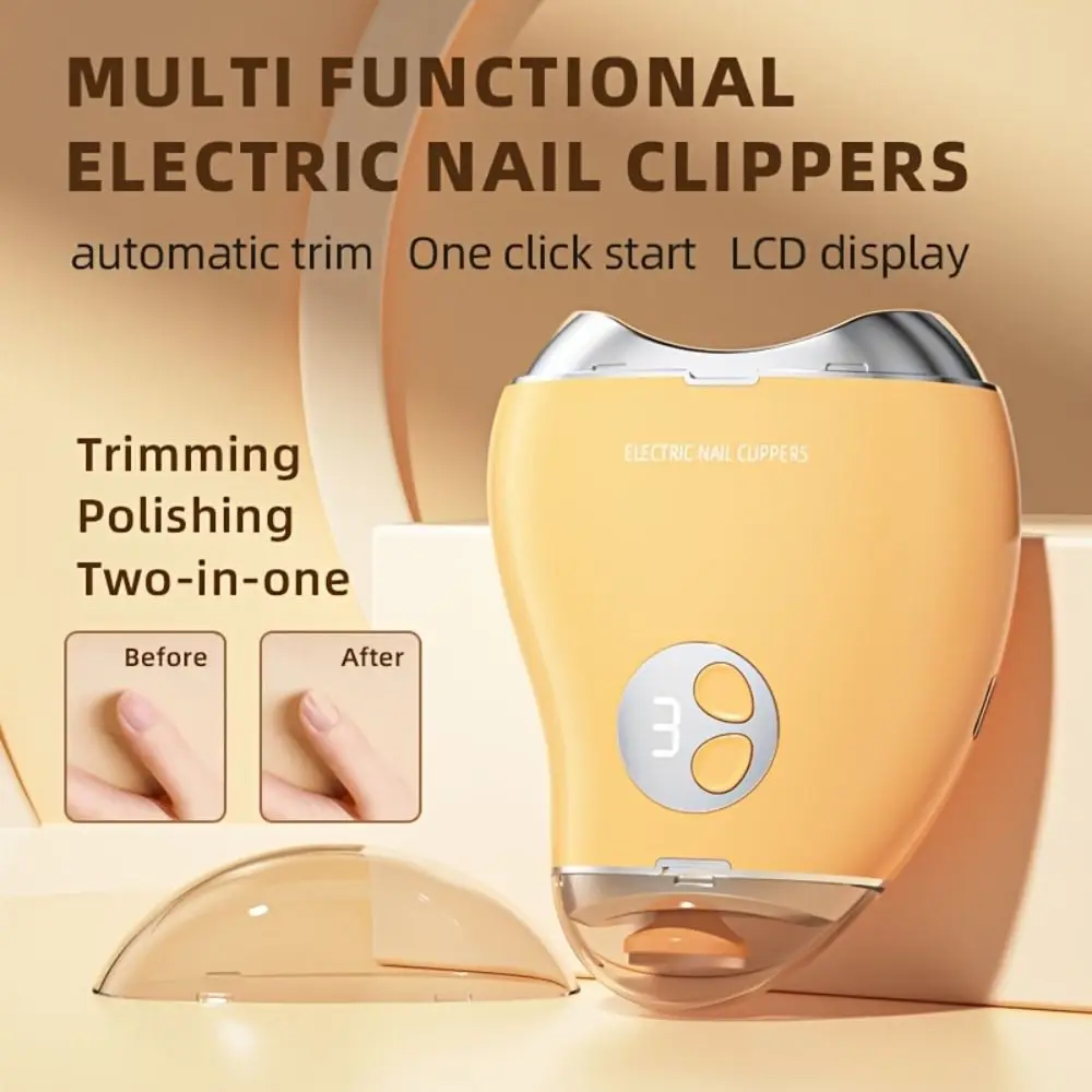 2 in 1 Electric Nail Clipper Mango Shape 3 Speed Grinder Manicure Cutter Safe Double Head Automatic Polishing Nail Trimmer