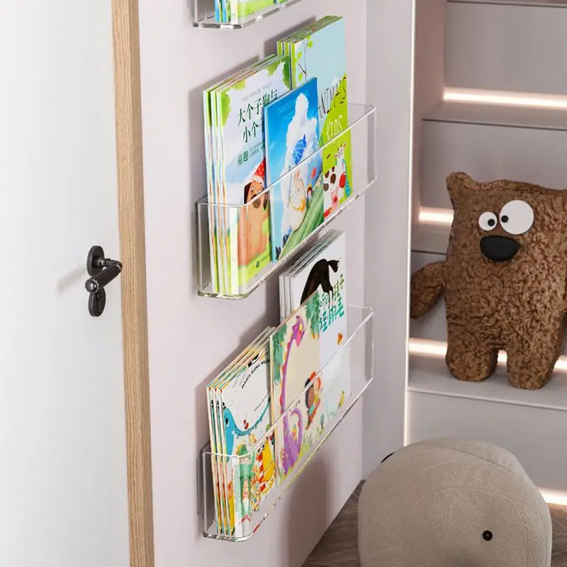 Présentoir de livres d\'images en acrylique, étagère murale pour enfants derrière la porte, rangement de spede lecture