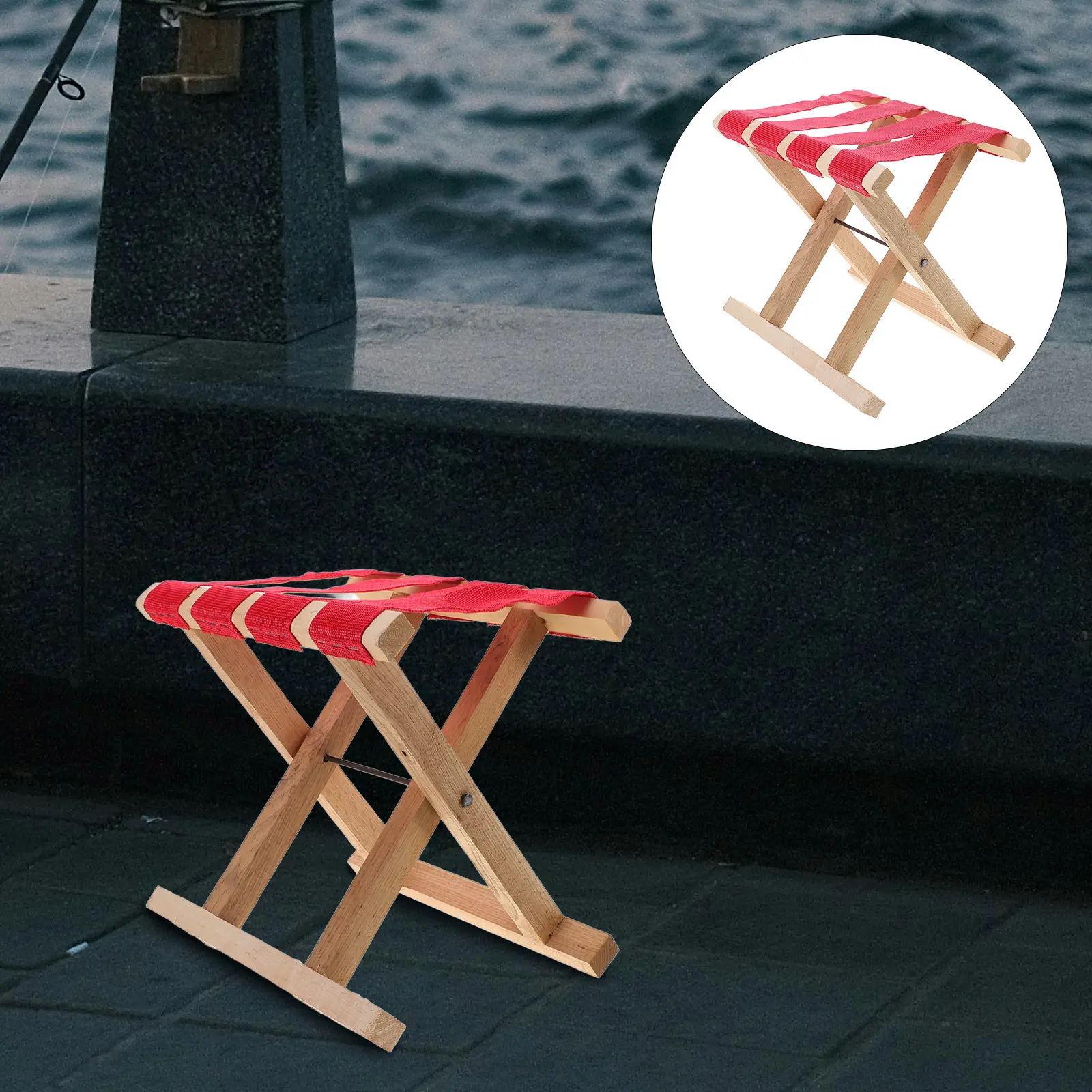 

Wooden Folding Outdoor Camping Stool Multi-Purpose Collapsible Bench Compact Portable Fishing Seat Carp Fishing Chair