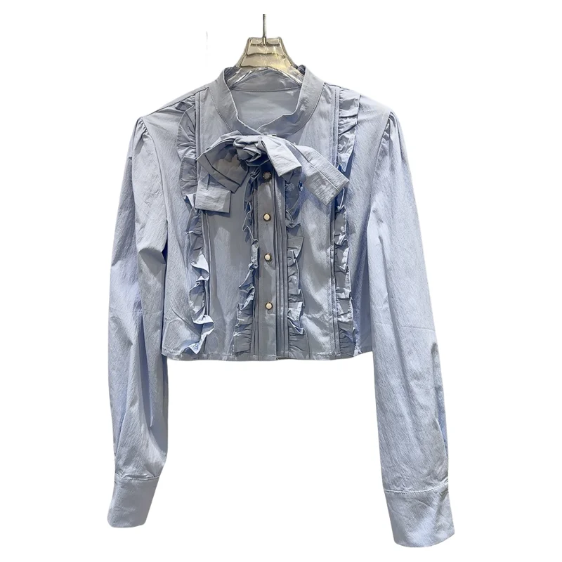 Sweet Ele Floral Collar irt Damen Faion Frühling Herbst New Sle Long Sve Straight Cut French Sle Pure Color Bl...