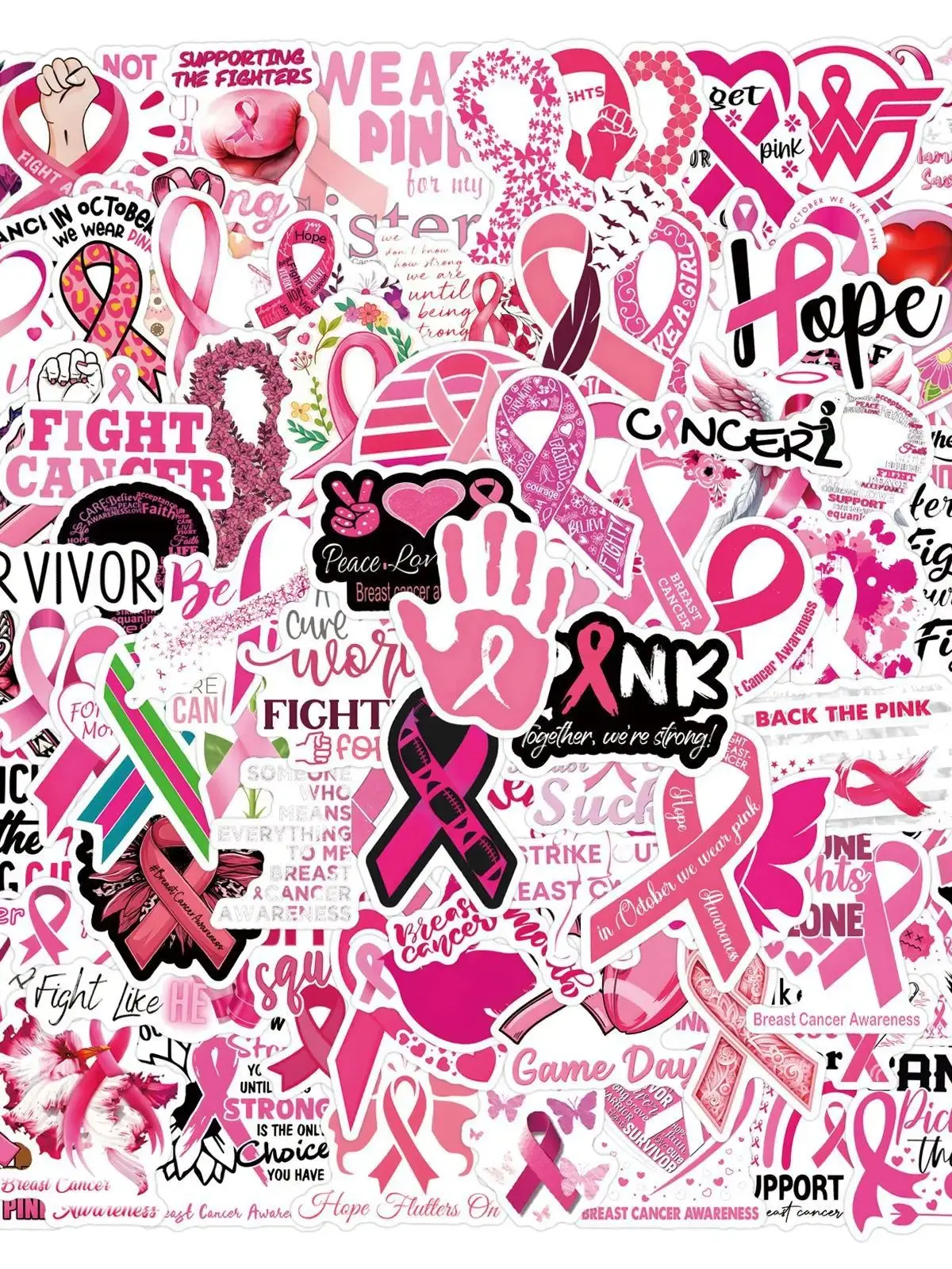 AliExpress FANLU 10/55/110PCS Breast Cancer Prevent Stickers Funny Graffiti Sticke DIY Cartoon Decals Scrapbook Luggage Laptop Phone Guitar Bike