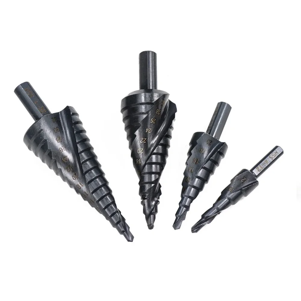 4-12/20/32mm 6-30mm HSS Cobalt Step Cone Drill Bit Nitride Coated Wood/Metal Hole Cutter  Spiral Groove