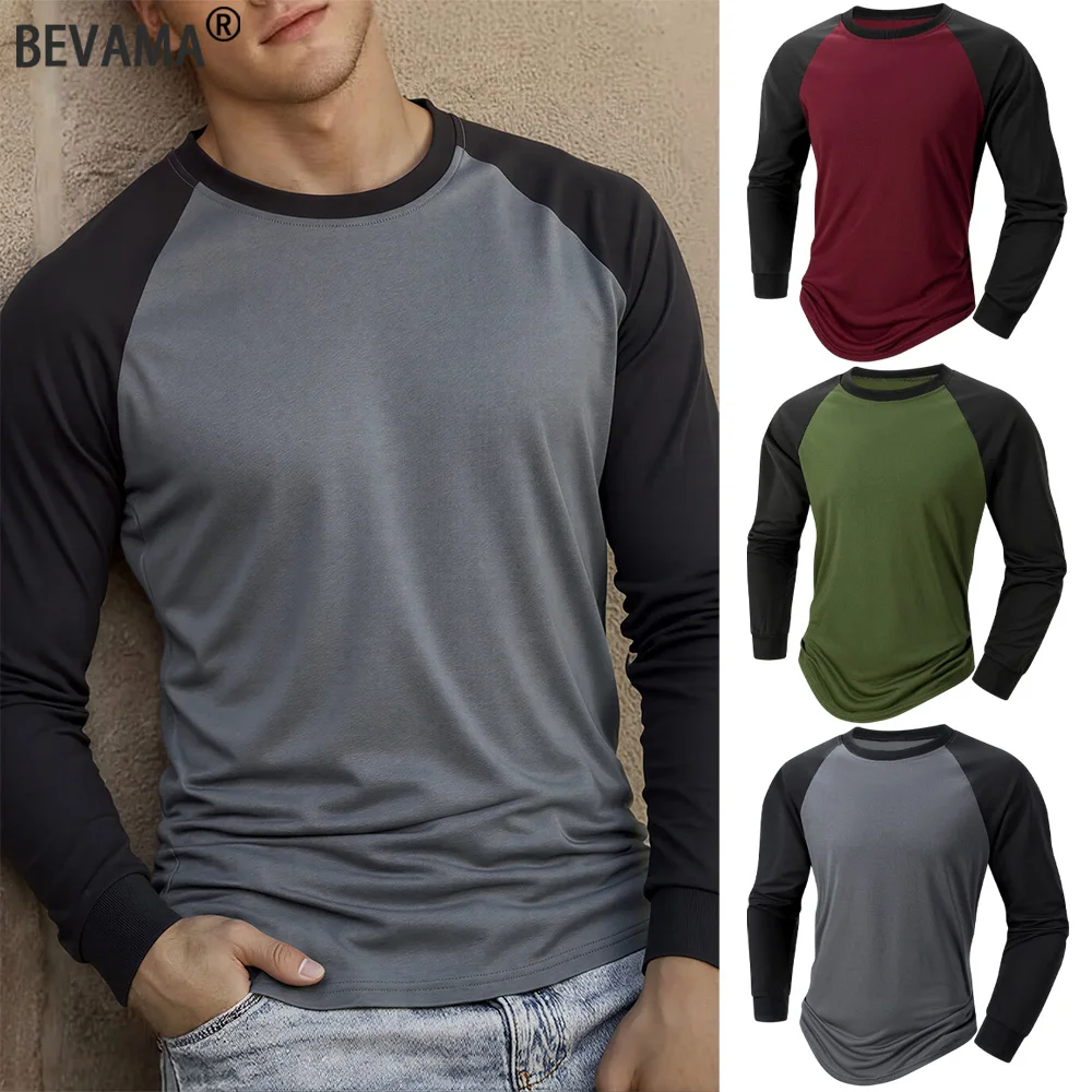 T-Shirt für Herren, O-Ausschnitt, lässig, langärmelig, einfarbig, Herrenbekleidung, volle Ärmellänge, für Frühling und Sommer, Unterhemden
