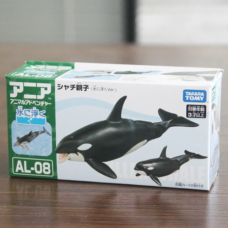 TAKARA TOMY Anlia Marine Animal Model Killer Whale Parent-child Floating Version Collection Children\'s Toy Birthday Gift