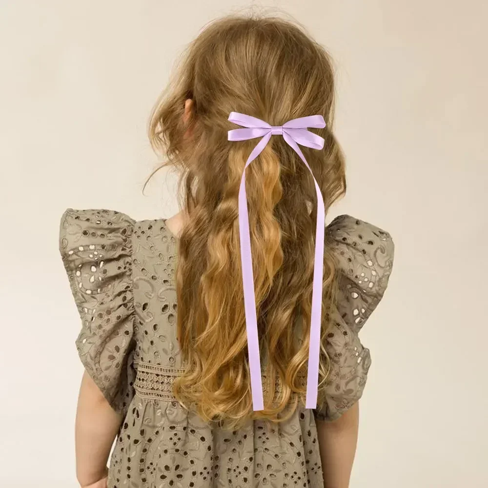 Horquilla de lazo de tela para niña, cinta sólida para el pelo, pinzas para la cabeza, lazo blanco y negro, accesorios para el cabello, 4 piezas