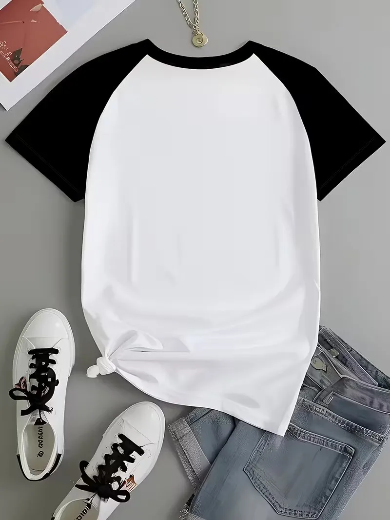 Halloween Skull Portrait Skeleton Graphic Print Raglan Short Skeeve T Shirt for Day of The Dead Women's Casual Y2k T-shirt Femme