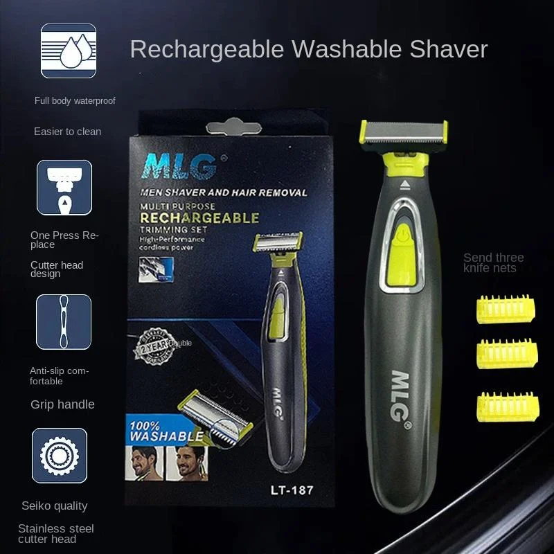 MLG USB قابلة للشحن مقاوم للماء ماكينة حلاقة كهربائية قابلة للشحن ماكينة حلاقة اللحية استبدال سكين رئيس الرجال الحلاقة الرأس #1