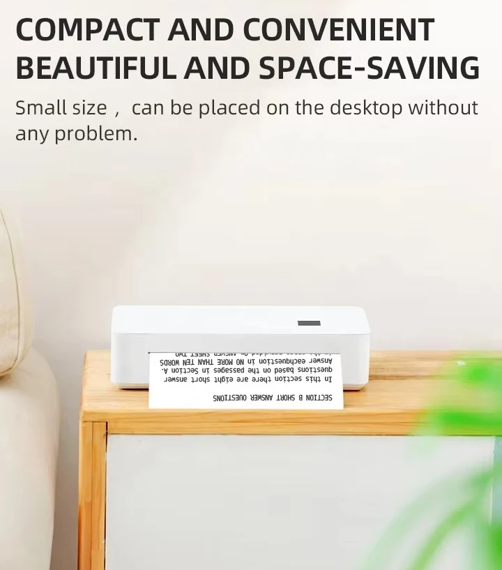 High print quality 300dpi portable rechargeable inkless A4 thermal printer, easy to use, large capacity, wide compatibility