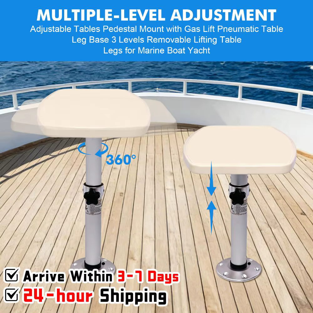 

Adjustable Tables Pedestal Mount with Gas Lift RV Standing Pedestal Leg One-Leg Lifting System for Boat Yacht Motorhome Caravan