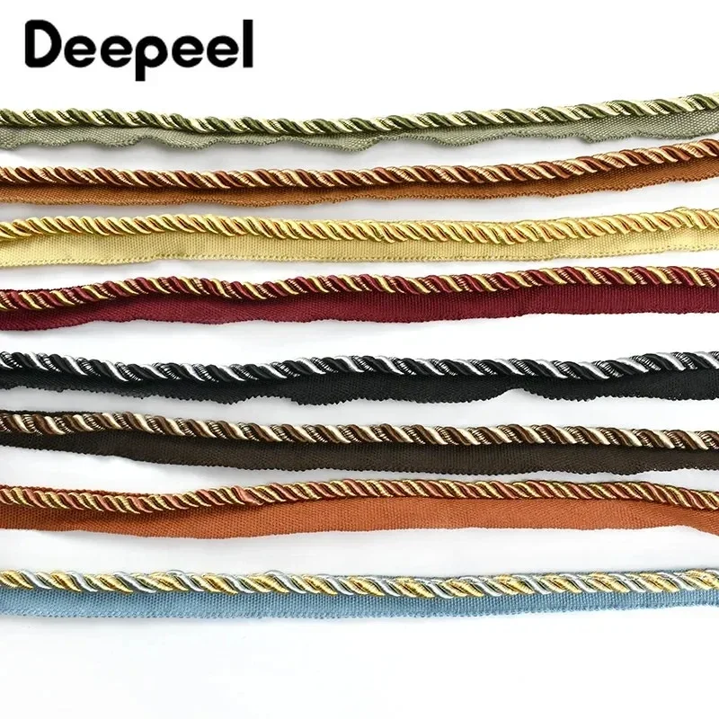 2/5/10Meters Deepeel 6mm Two-color Braided Rope Curtain Pillow Sofa Home Textile Decorative Lace  Ribbon Sewing Material