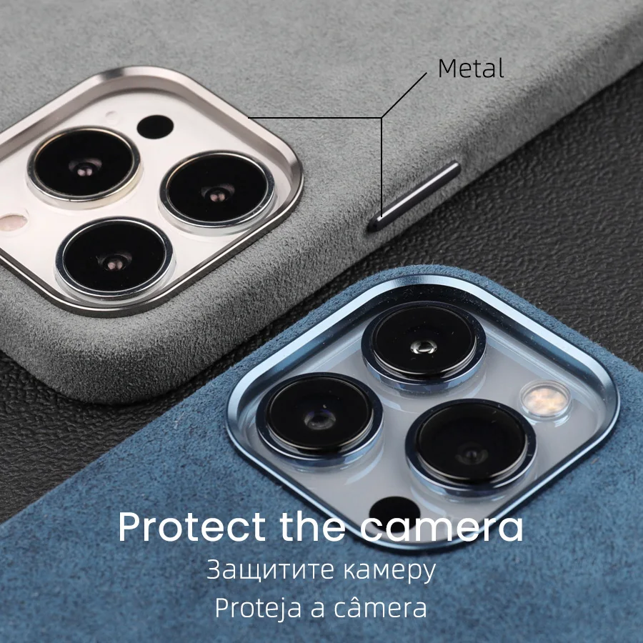 YMW ALCANTARA Magnet Case for iPhone 13 Pro Max 12 mini Luxury Business Supercar Interior Same Suede Leather Phone Cover