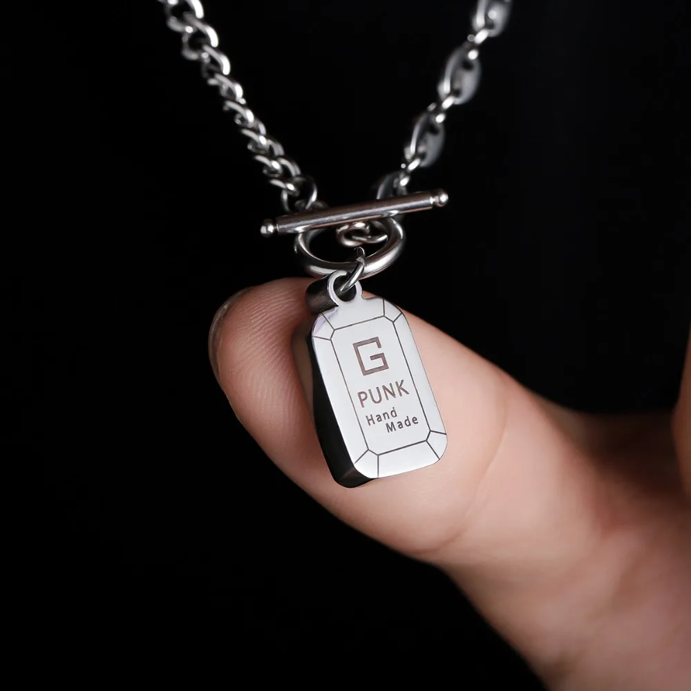 Stainless steel necklace - masculine hip-hop style i collar chain trendy pendant sweater chain