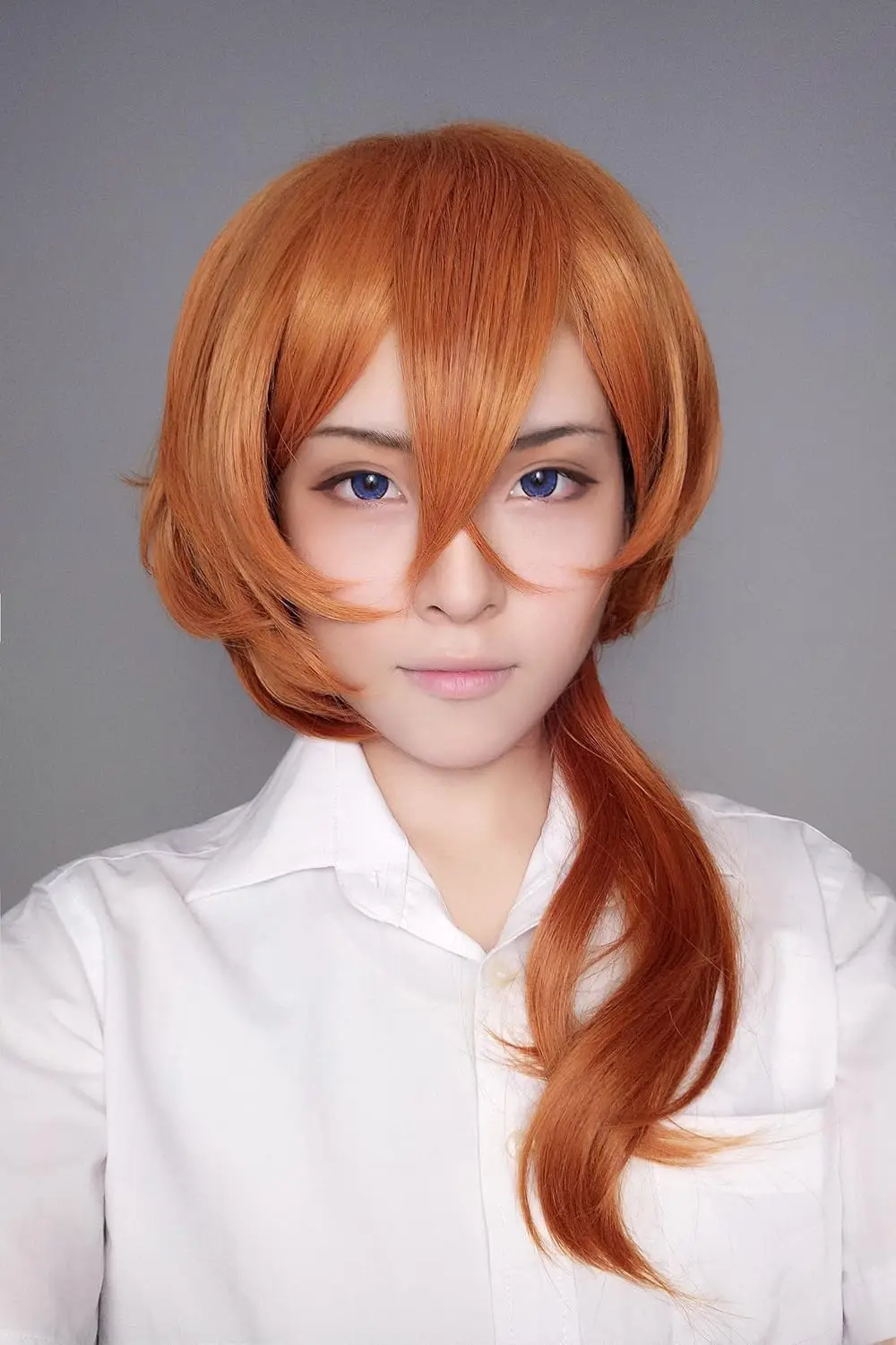 Chuya Nakahara تأثيري شعر مستعار للرجال والنساء ، شعر مستعار اصطناعي قصير ، بني داكن ، مجعد ، ذكر ، حفلة ، هالوين