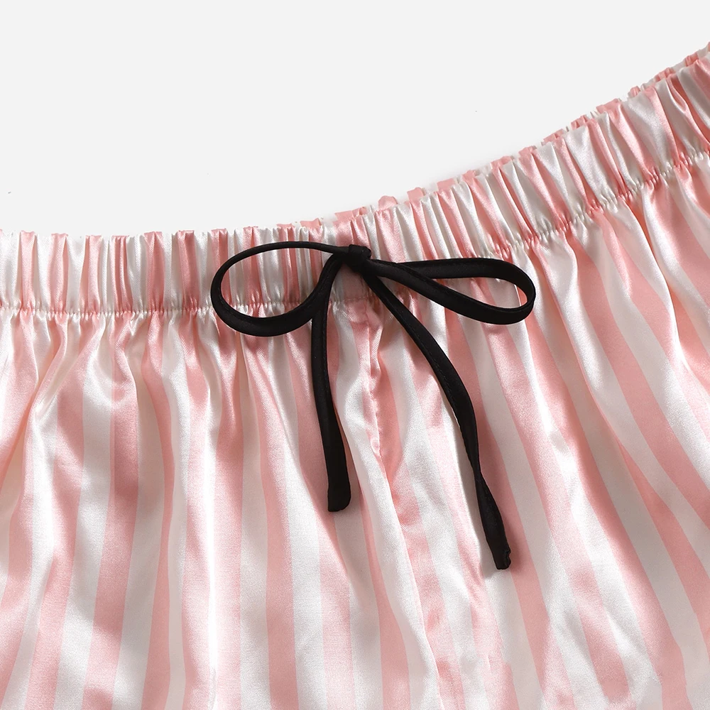 Conjunto de pijama Sexy con estampado de dibujos animados para mujer, ropa de dormir de satén sin mangas con tirantes, traje de casa para verano