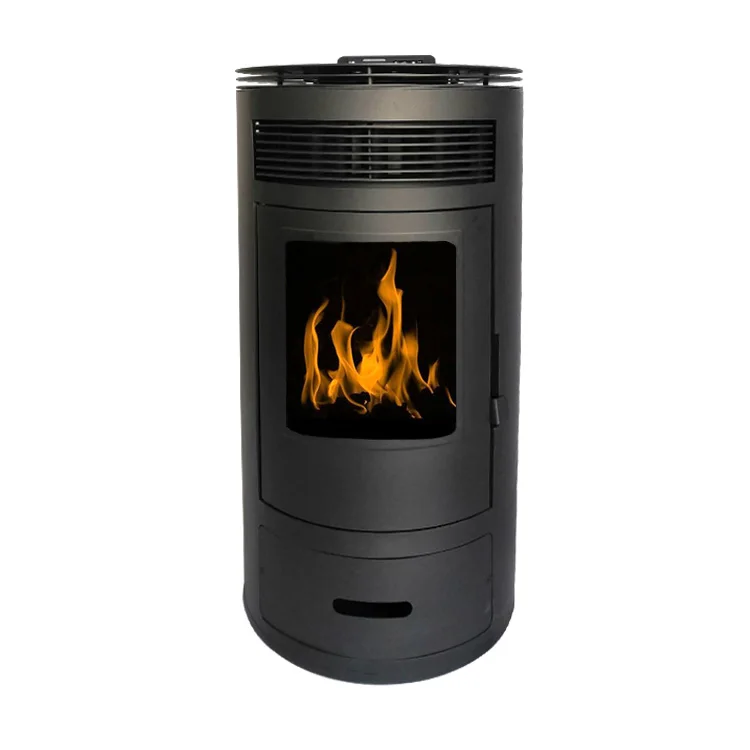 12kw Round Shape Modern Portable European Style Indoor Wood Biomass Air Pellet Stove With WiFi