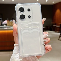 Card Slot Bag Clear Case For Xiaomi Redmi Note 14 11 12 13 Pro 4G 5G 14C 13C Poco X7 X5 X6 F6 M6 Pro 13T 14T Soft Phone Cover
