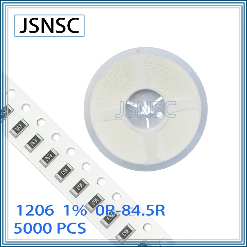 JSNSC 1206 F 1% 5000pcs 0R-84.5R CHIP smd 3216 resistor 36.5R 37.4R 38.3R 39R 39.2R 40.2R 41.2R 42.2R 43R 43.2R 44.2R 45.3R 47R